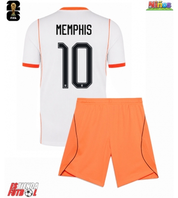 Países Bajos Memphis Depay #10 Segunda Equipación Niños Mundial 2026 Manga Corta (+ Pantalones cortos)